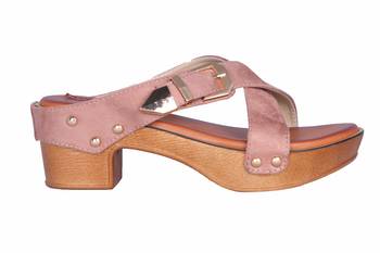 Women Suede slip on block heel sandals 2