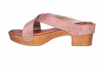 Women Suede slip on block heel sandals 3
