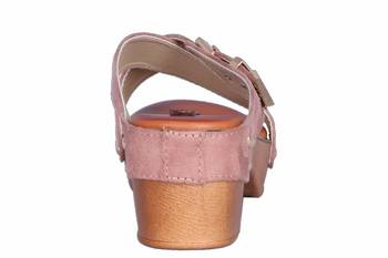 Women Suede slip on block heel sandals 4