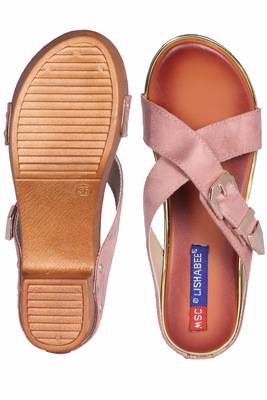 Women Suede slip on block heel sandals 5