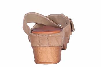 Women Suede beige block sandals 4