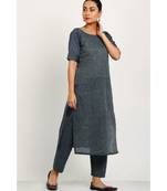 Handloom Dark Grey Kurti With Trousers