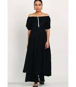 Black Rayon Off Shoulder Dress With Palazzo