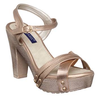 Women gold block heel back strap sandals 1