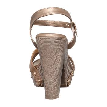 Women gold block heel back strap sandals 4
