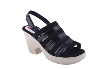 Women  Black back strap block heel sandals 1