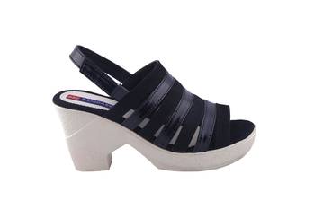 Women  Black back strap block heel sandals 2