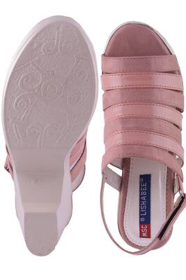 Women  Pink  back strap block heel sandals 5