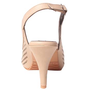 Women beige back strap  Heels sandals 4