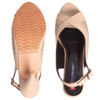 Women beige back strap  Heels sandals 5