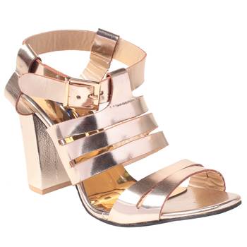 Women  Gold  block Heel sandals 1
