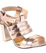 Women  Gold  block Heel sandals