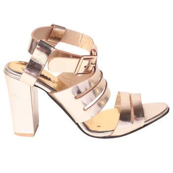 Women  Gold  block Heel sandals 2