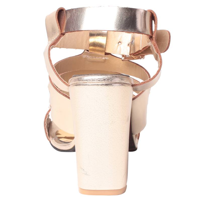 Women  Gold  block Heel sandals