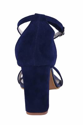 MSC-Women-blue ankle strap block heel sandals 4