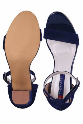 MSC-Women-blue ankle strap block heel sandals 5