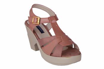 Women brown colored back strap   block heel sandals 1