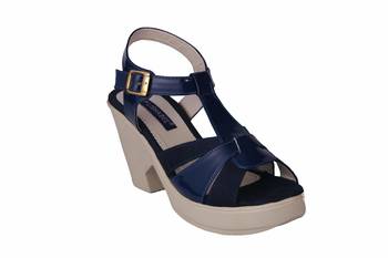 Women  blue suede  block Heels back  strap 1