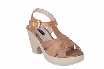Women brown colored back strap   block heel sandals 1