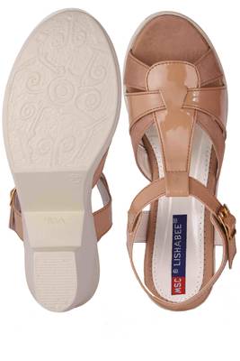 Women brown colored back strap   block heel sandals 5