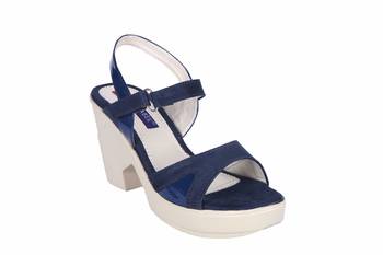 Women Blue colored back strap block heel sandals 1