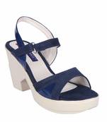 Women Blue colored back strap block heel sandals