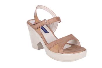 Women brown colored back strap   block heel sandals 1