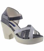 Women  Grey colored  back  strap block heel sandals