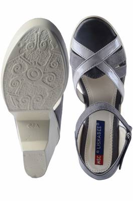 Women  Grey colored  back  strap block heel sandals 5