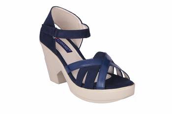 Women  blue suede  block Heels back  strap 1