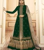 Green embroidered faux georgette salwar