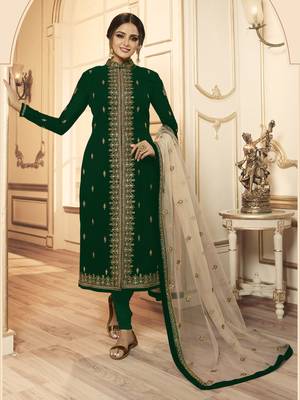 Green embroidered faux georgette salwar 2