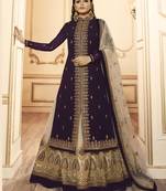 Violet embroidered faux georgette salwar