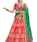 Pink Embroidered Silk Semi Stitched Lehenga