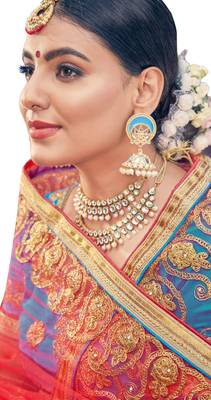 Sky-Blue Embroidered Silk Semi Stitched Lehenga 3