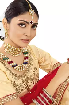 Beige Embroidered Art Silk Semi Stitched Lehenga