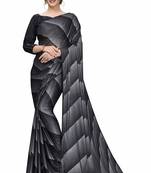 Black printed silk blend saree with blouse
