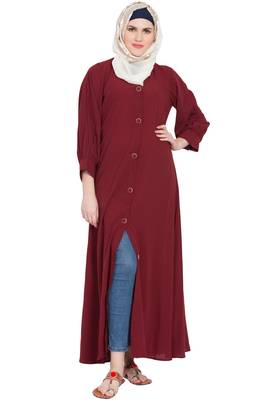 Maroon Plain Nida Abaya 1