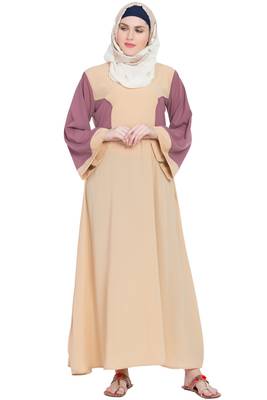 Peach Plain Nida Abaya 1