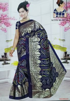 Blue woven kota doria saree with blouse 1