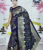 Blue woven kota doria saree with blouse