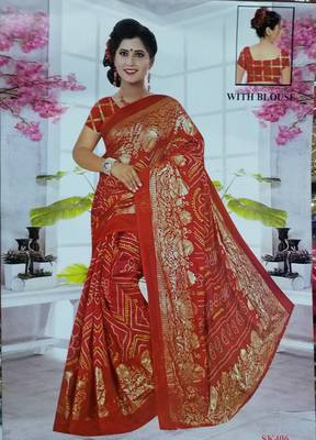 Red woven kota doria saree with blouse 1