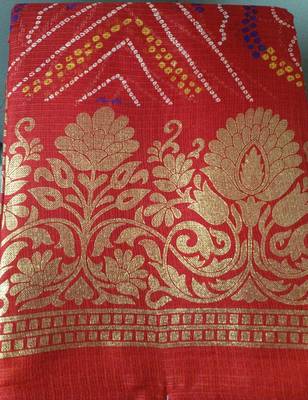 Red woven kota doria saree with blouse 2