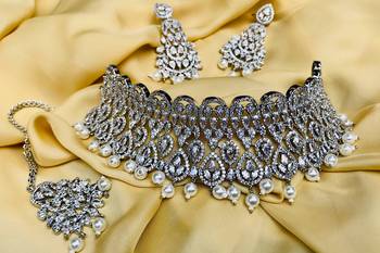 Silver diamond necklace-sets 1