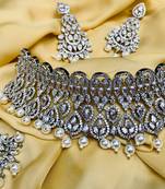 Silver diamond necklace-sets