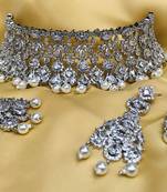 Silver diamond necklace-sets