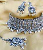 Silver diamond necklace-sets