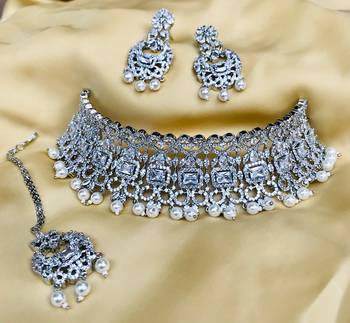 Silver diamond necklace-sets 1