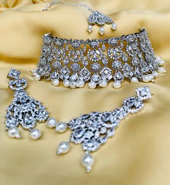 Silver diamond necklace-sets 1