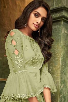 Light Green Embroidered Net Salwar 2